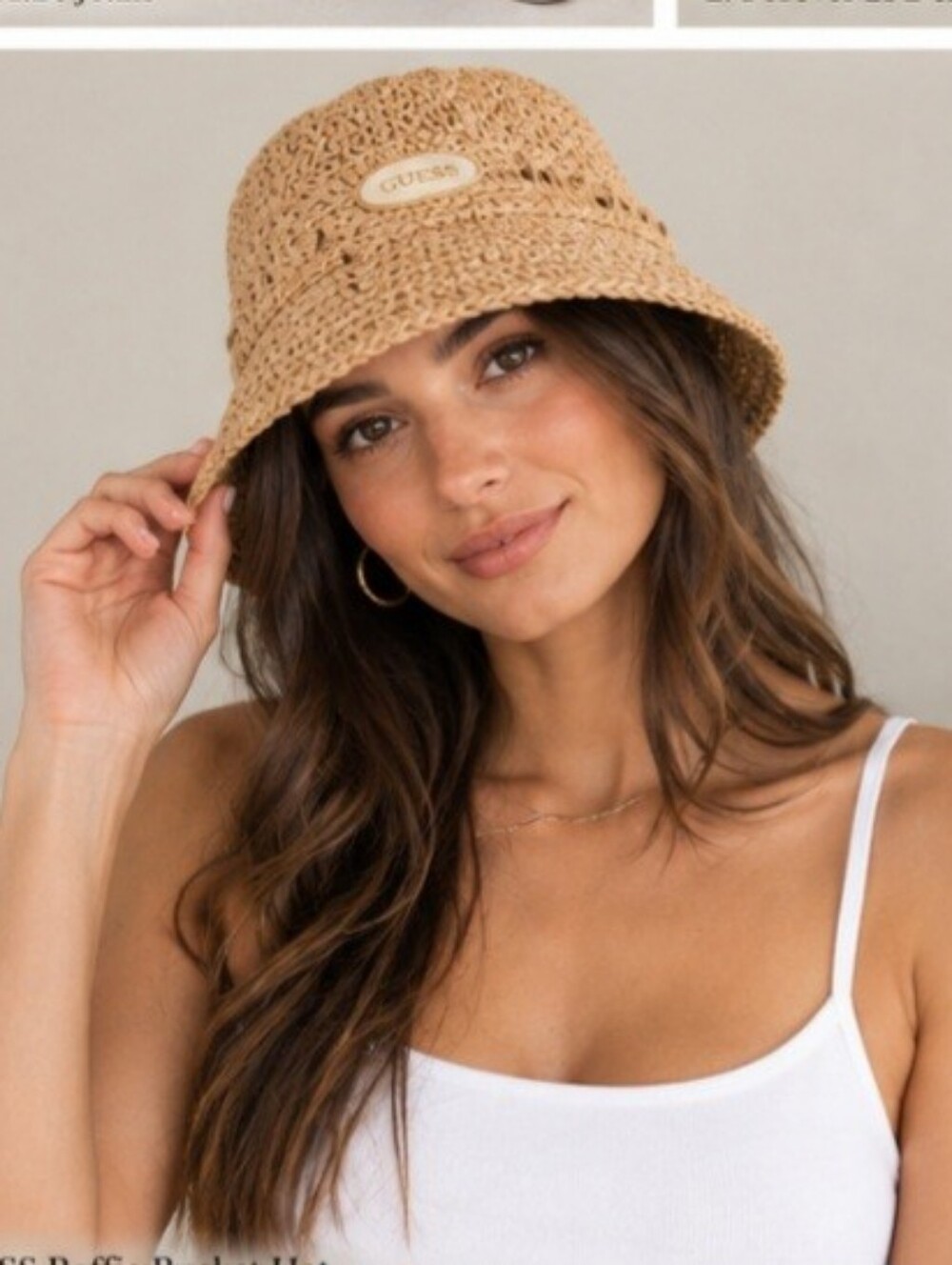 NWT RAFFIA GUESS BUCKET HAT